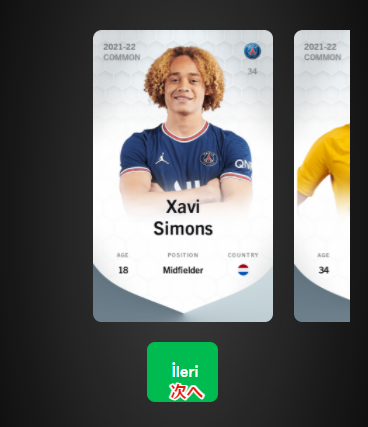 sorare（ソラーレ）：初回ガチャで出たシャビ